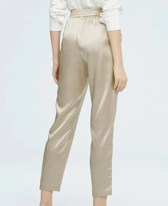 100% Silk  Beige Pants