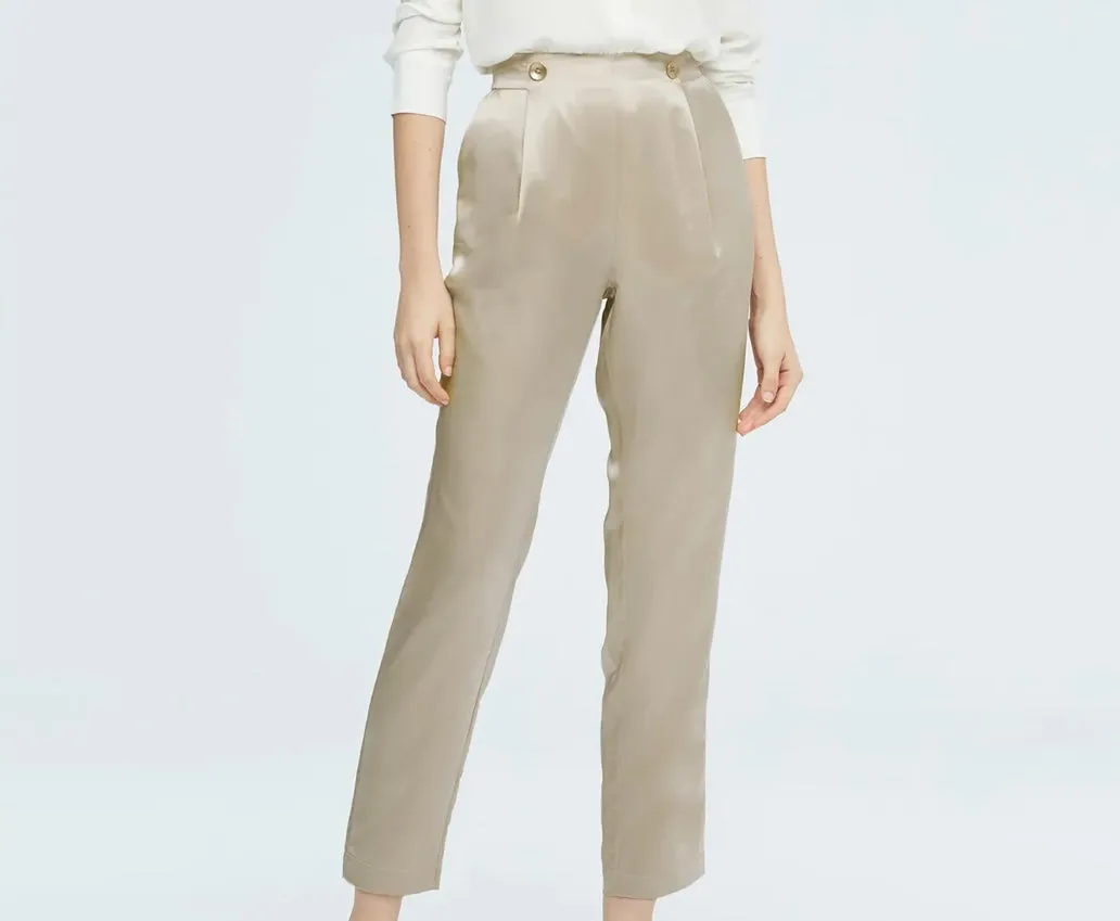 100% Silk  Beige Pants