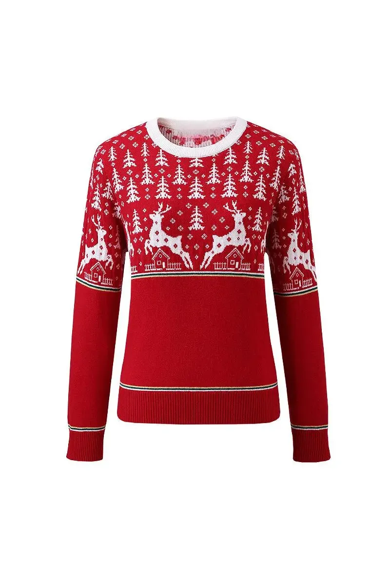 100 Wool Chunky Fair Isle Christmas Crewneck Sweater