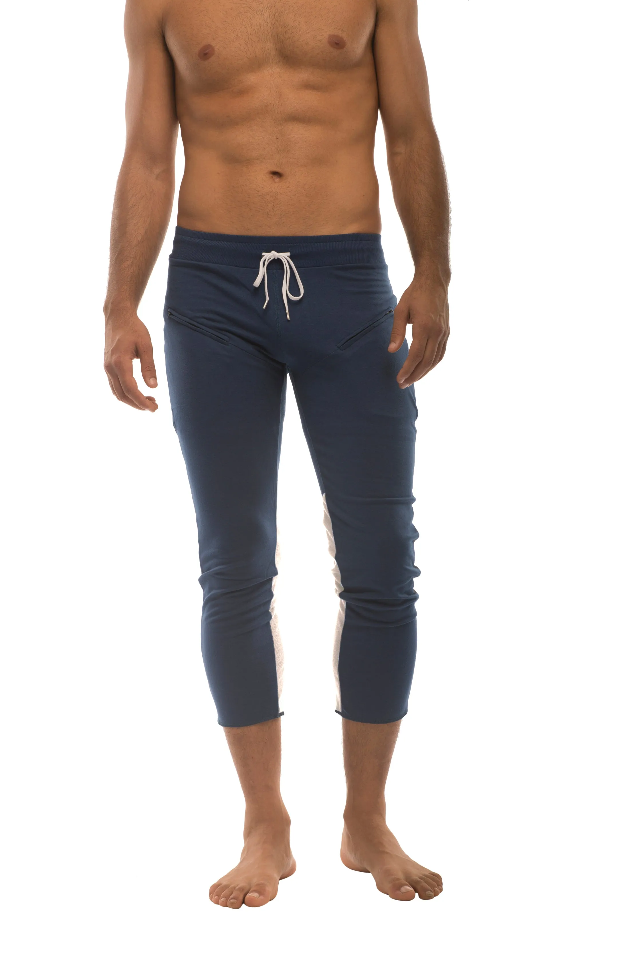 4/5 Zipper Pocket Capri Yoga Pants (Royal w/Charcoal & GREY)