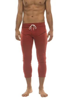 4/5 Zipper Pocket Capri Yoga Pants (Solid Cinnabar Red)