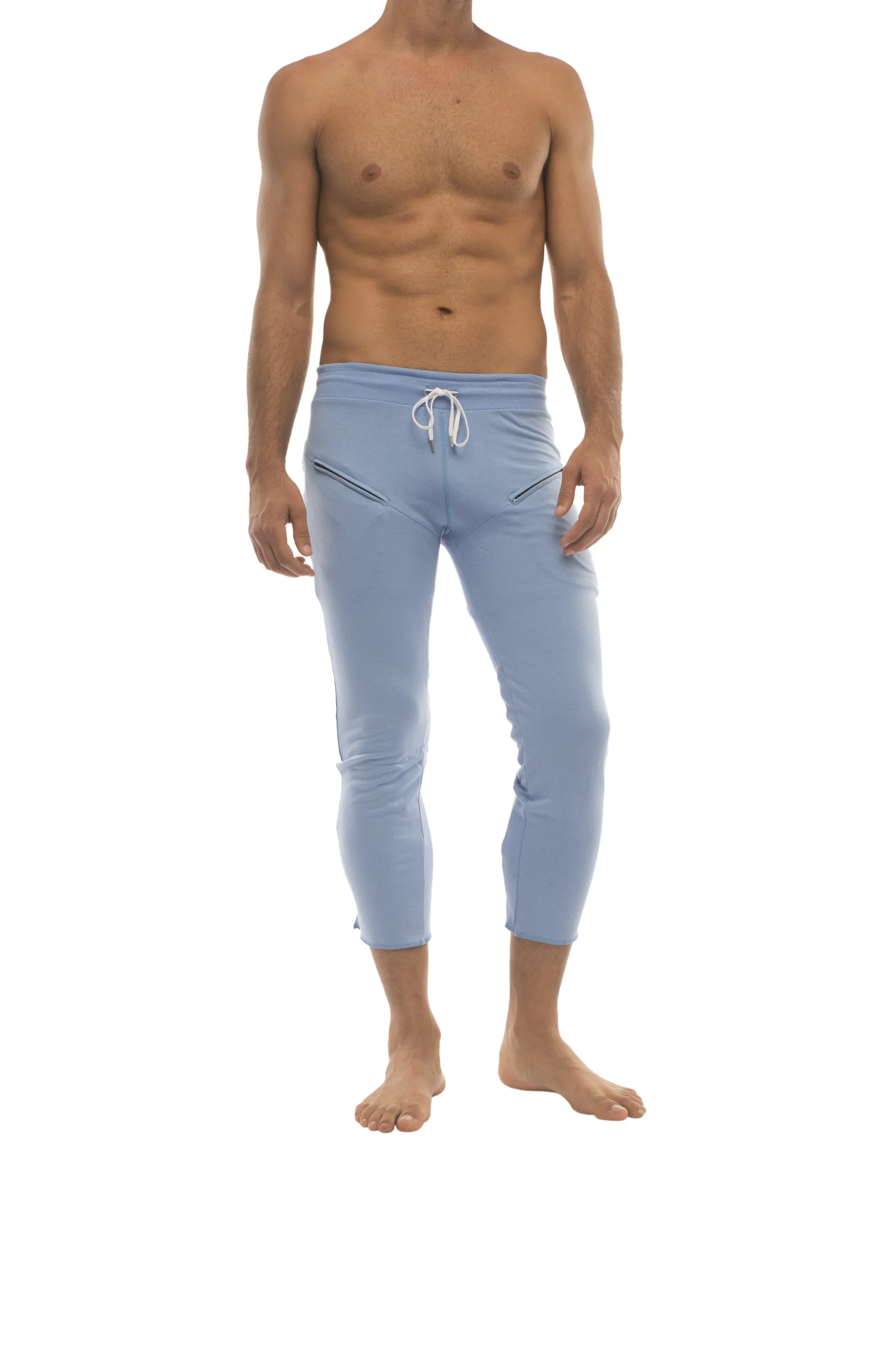 4/5 Zipper Pocket Capri Yoga Pants (Solid ICE Blue)