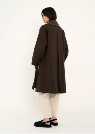 7115 By Szeki Black Cotton Slit Trench Coat