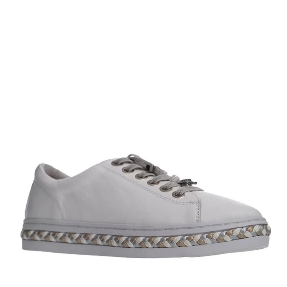 Alfie & Evie Pugh White Leather Casual Shoe Platform Elastic Lace