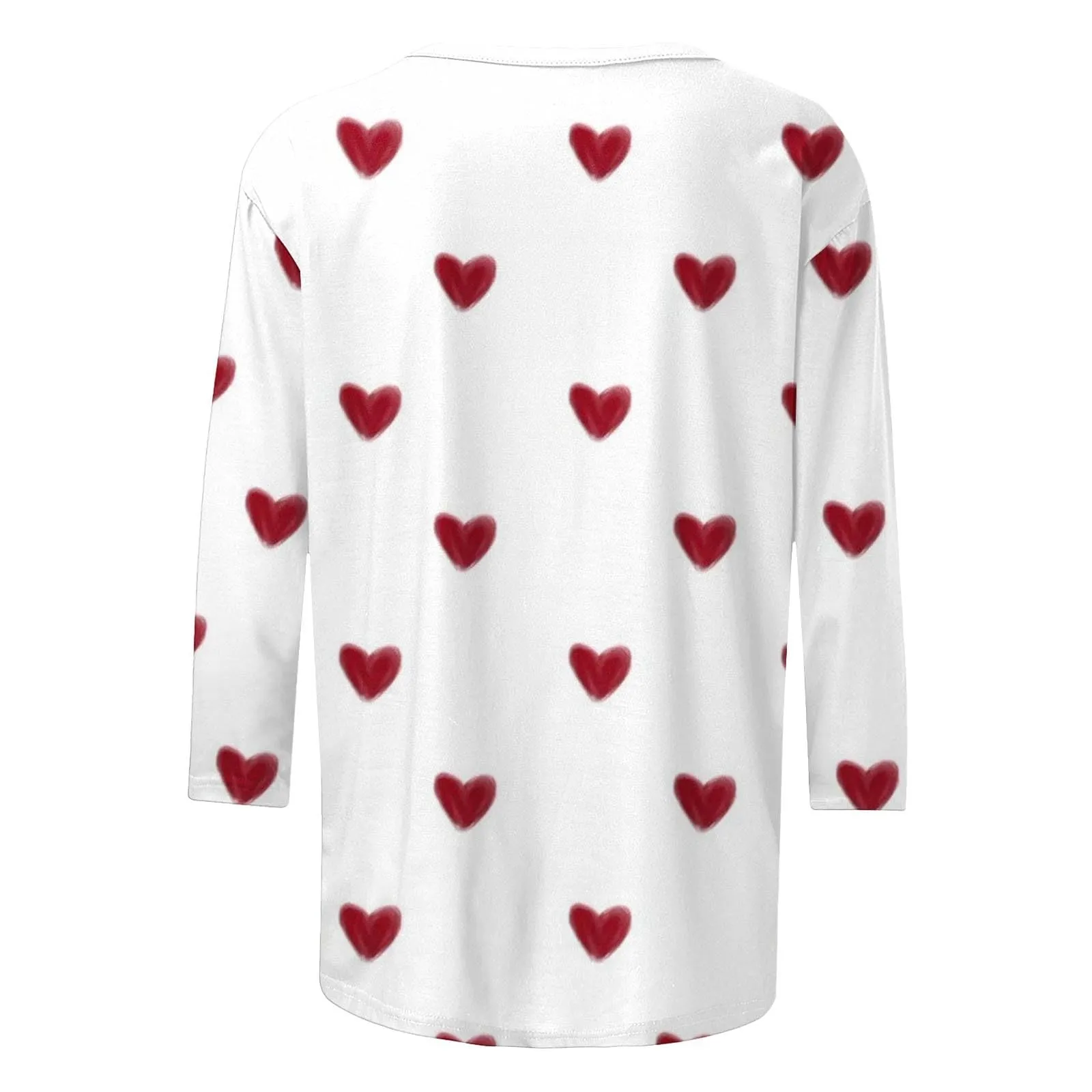 Amazon haul Sale Clearance Valentines Shirts for Women Trendy 2025 Cute Love Heart Print Tunic Tops Plus Size Casual Summer 3/4 Sleeve Blouses Womens Valentines Tops M