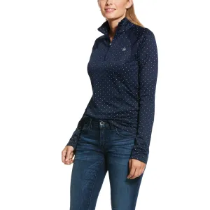 Ariat Ladies Sunstopper 1/4 Zip Baselayer - Navy Dot