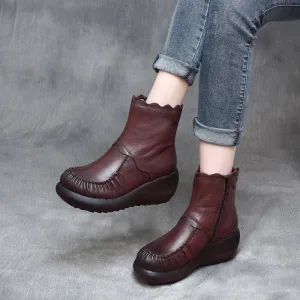 Autumn Winter  Waterproof Handmade Retro Wedge Boots