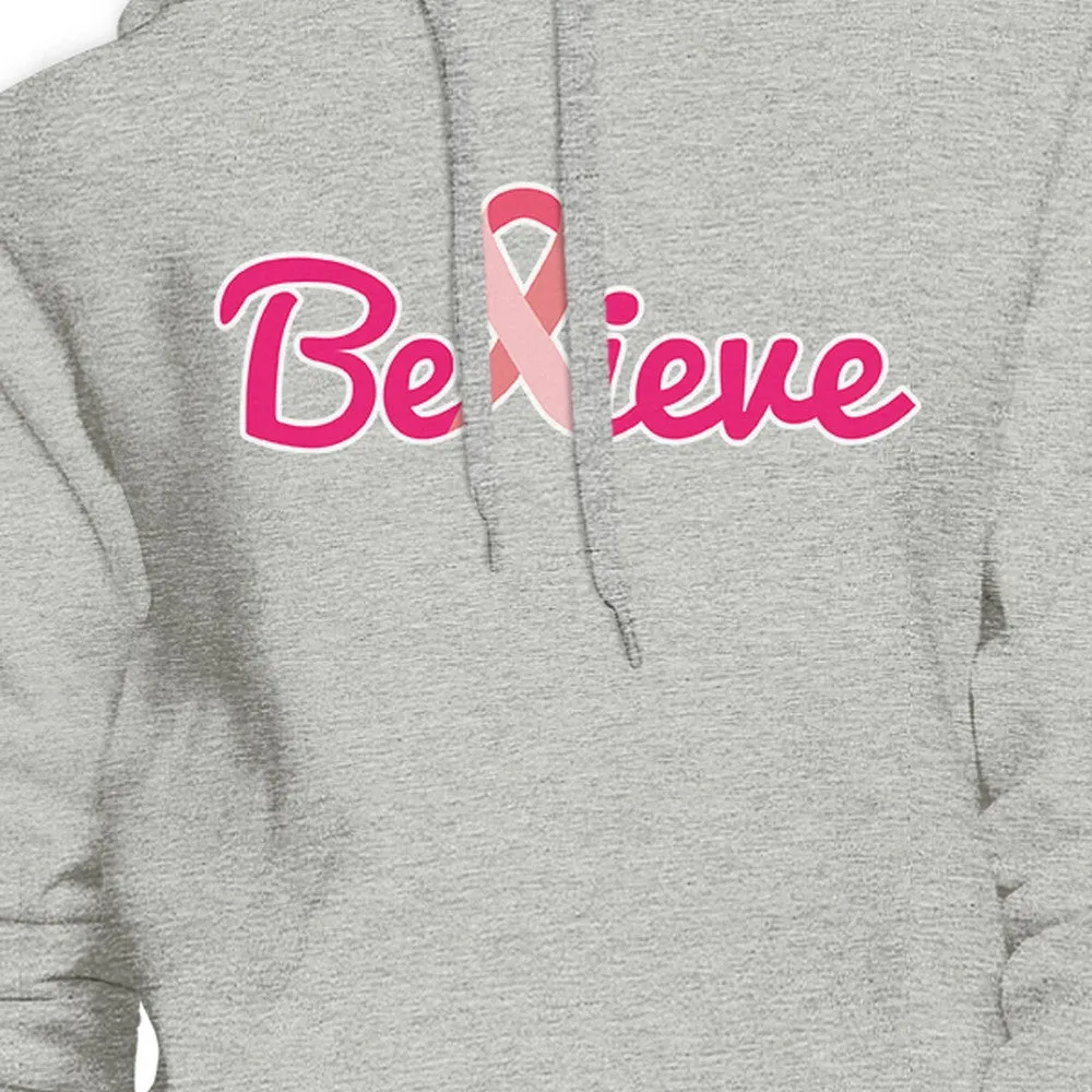 Believe Breast Cancer Awareness Grey Hoodie