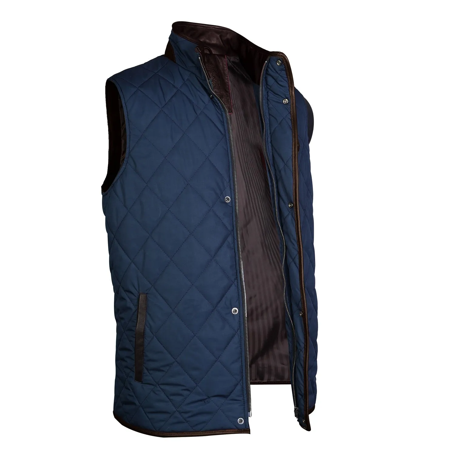 Blue Diamond Patterned Puffer Vest by Brune & Bareskin