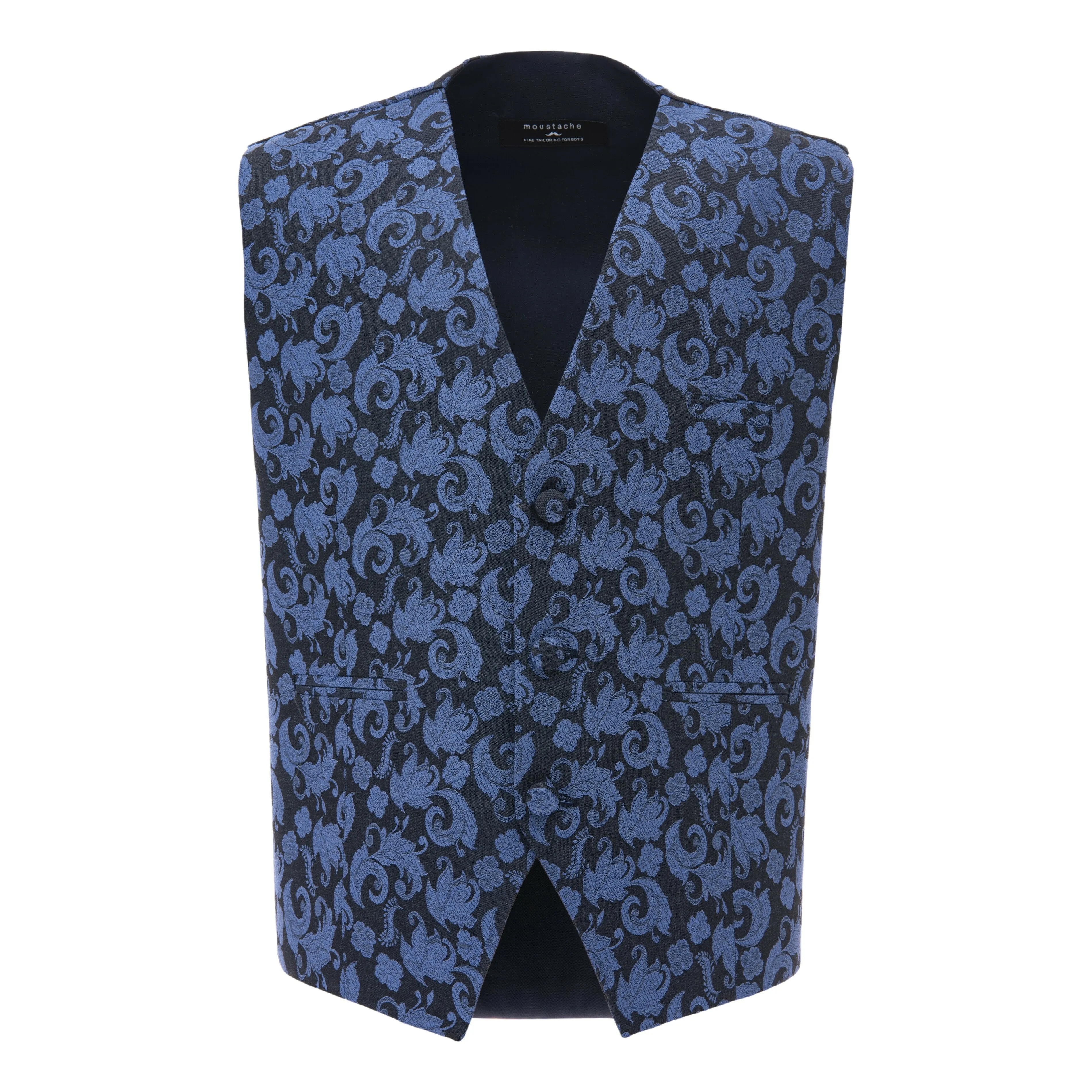 Blue Floral Print Vest & Bowtie