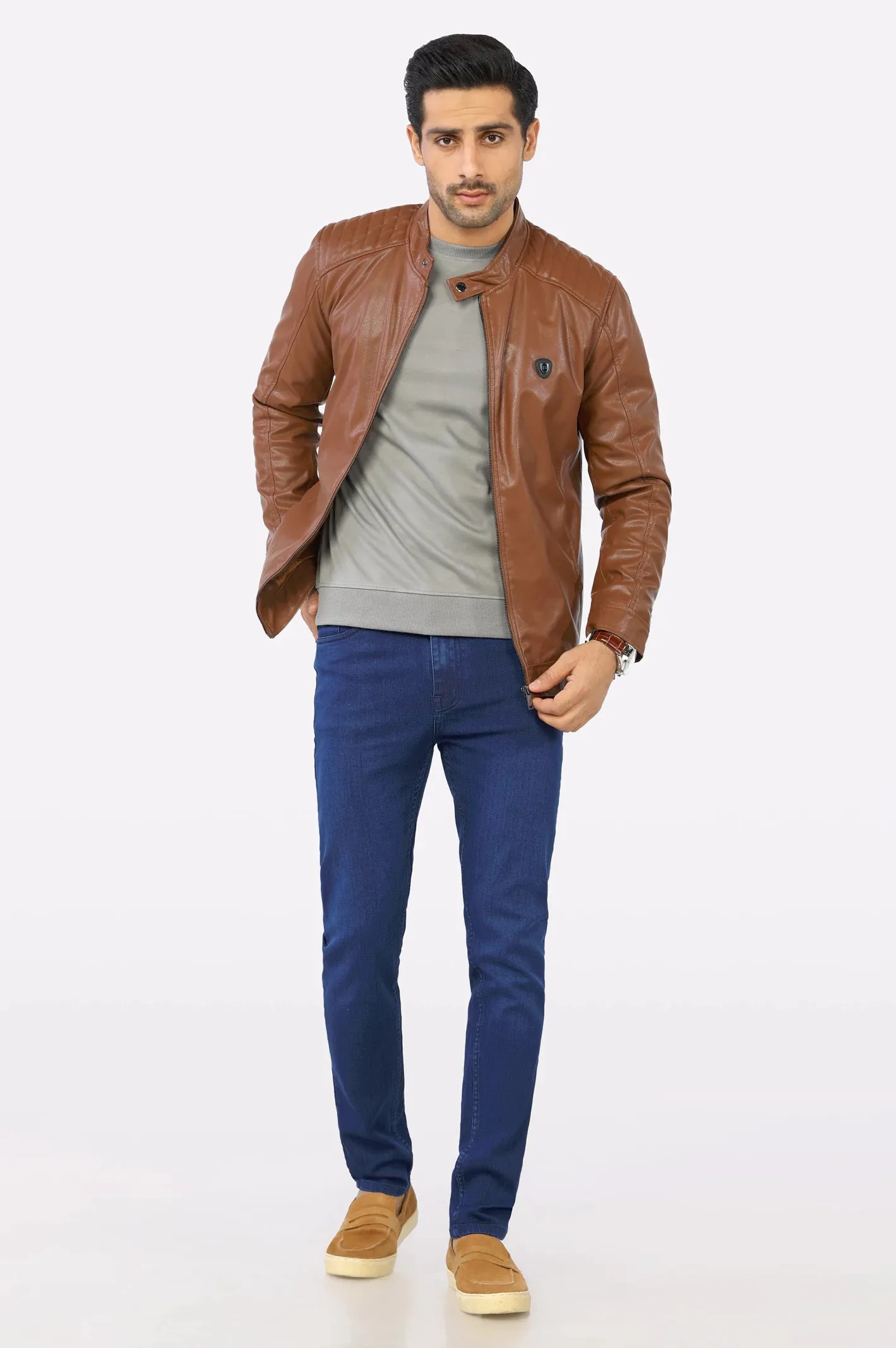 Brown Biker Leather Jacket for Mens