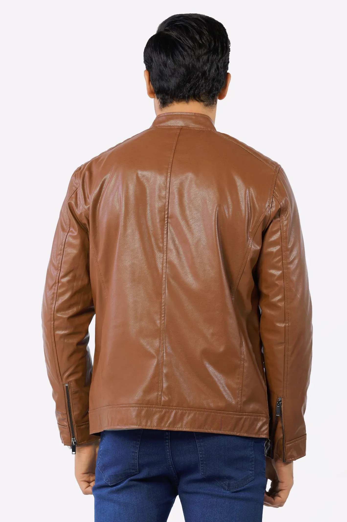 Brown Biker Leather Jacket for Mens