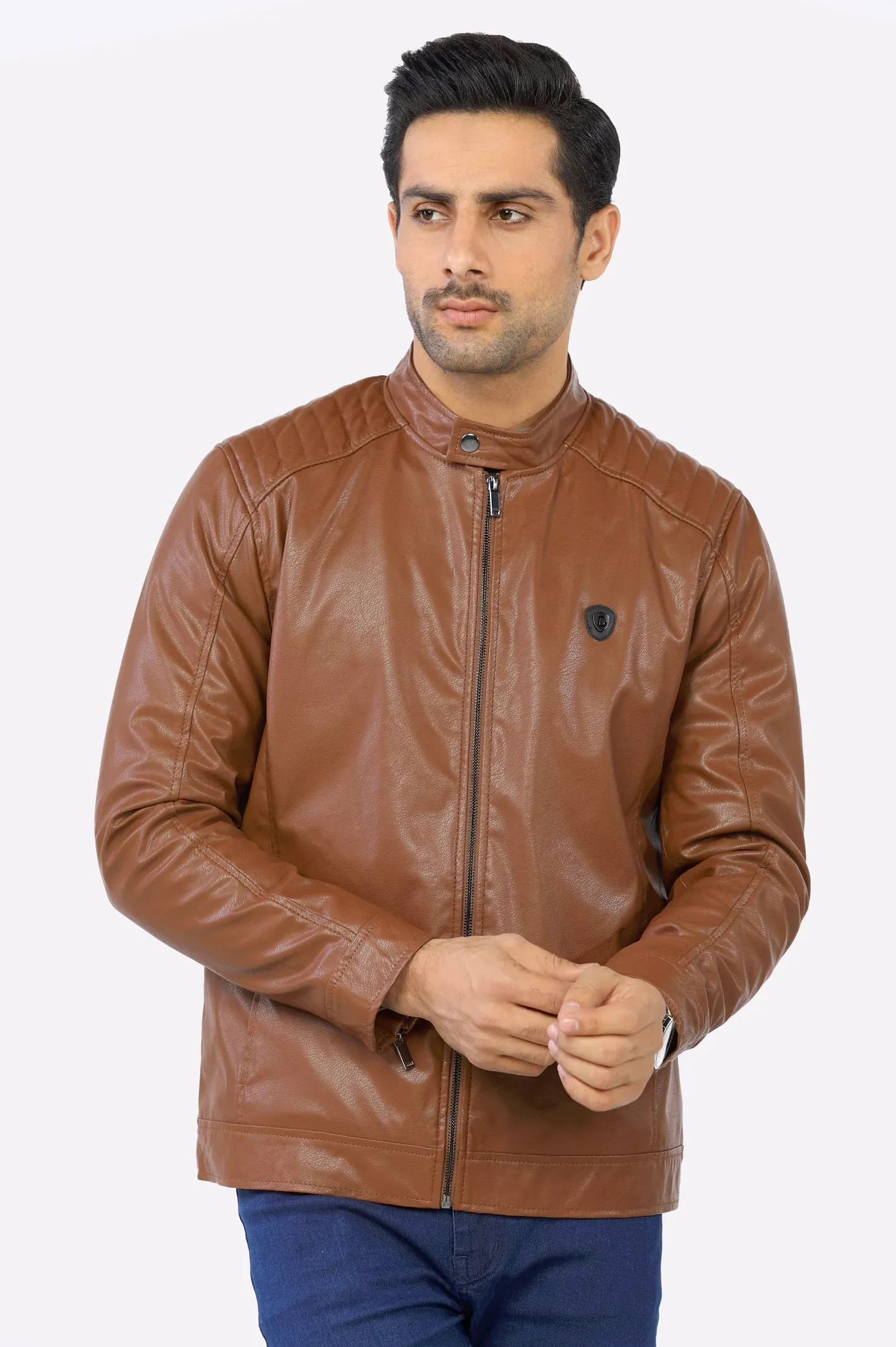 Brown Biker Leather Jacket for Mens