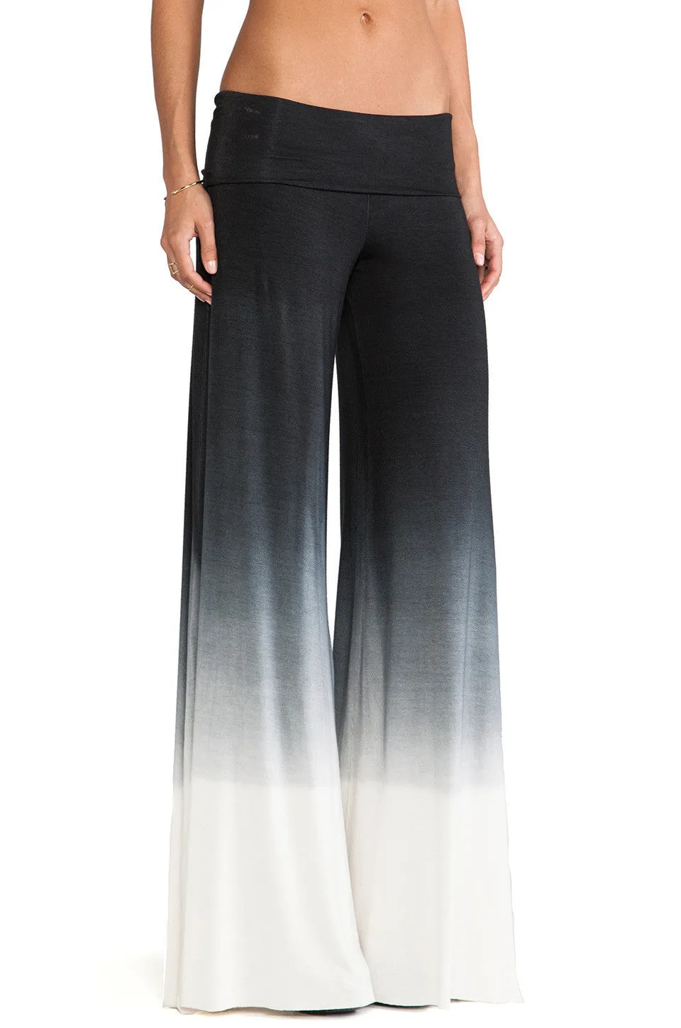 Casual Low Waist Elastic Gradient Wide Leg Pants