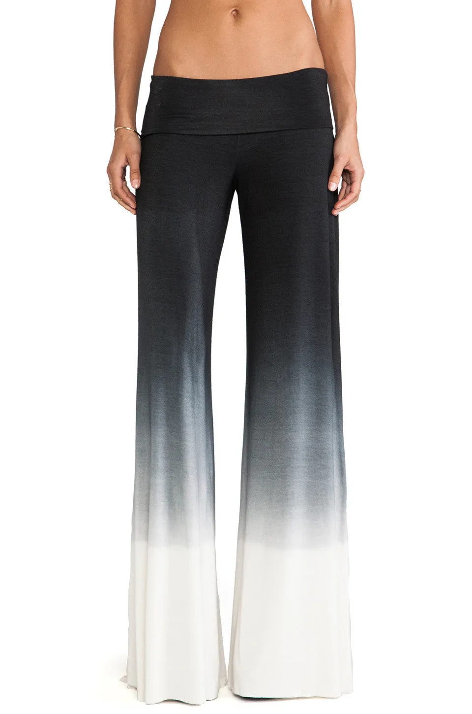 Casual Low Waist Elastic Gradient Wide Leg Pants