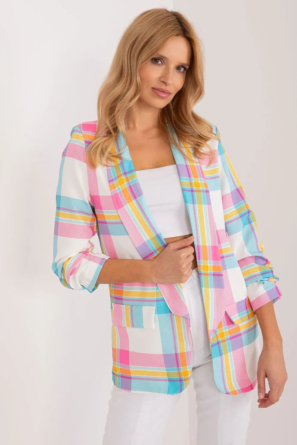 Cheerful Checkered Summer Blazer