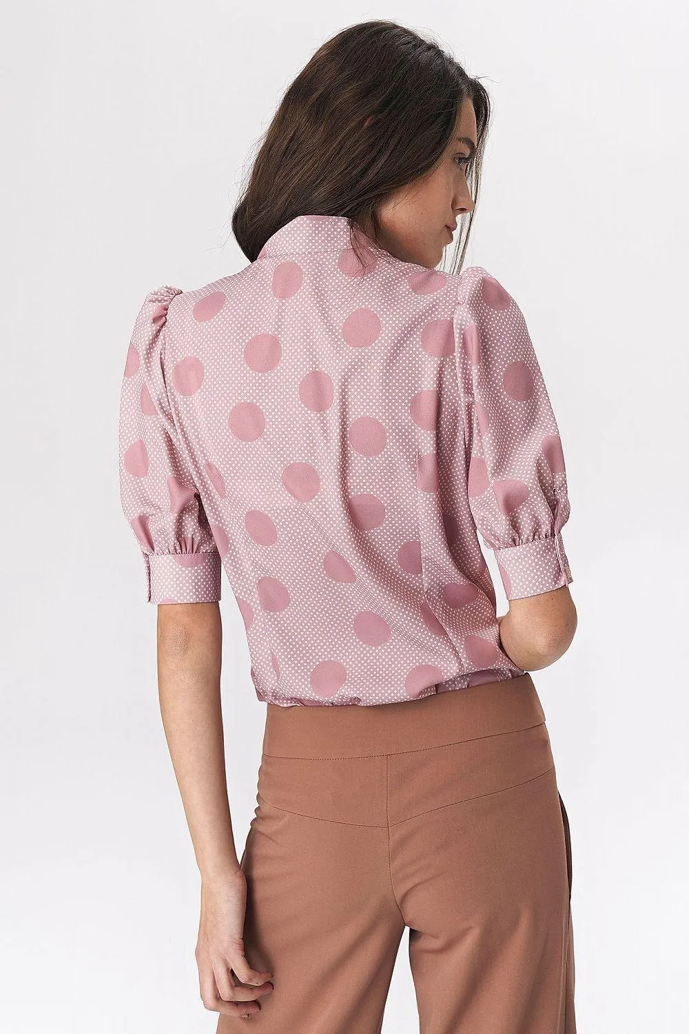 Chic Viscose Blouse with Elbow Sleeves and Stylish Neckline