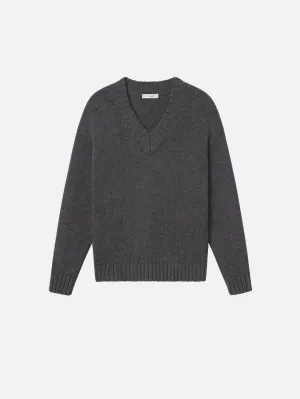 Chunky V-Neck Sweater -- Charcoal Heather