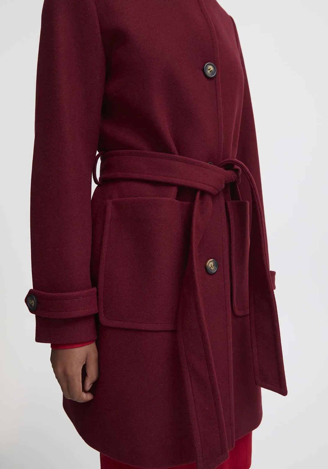 Cilia Long Sleeve Coat - Pomegranate