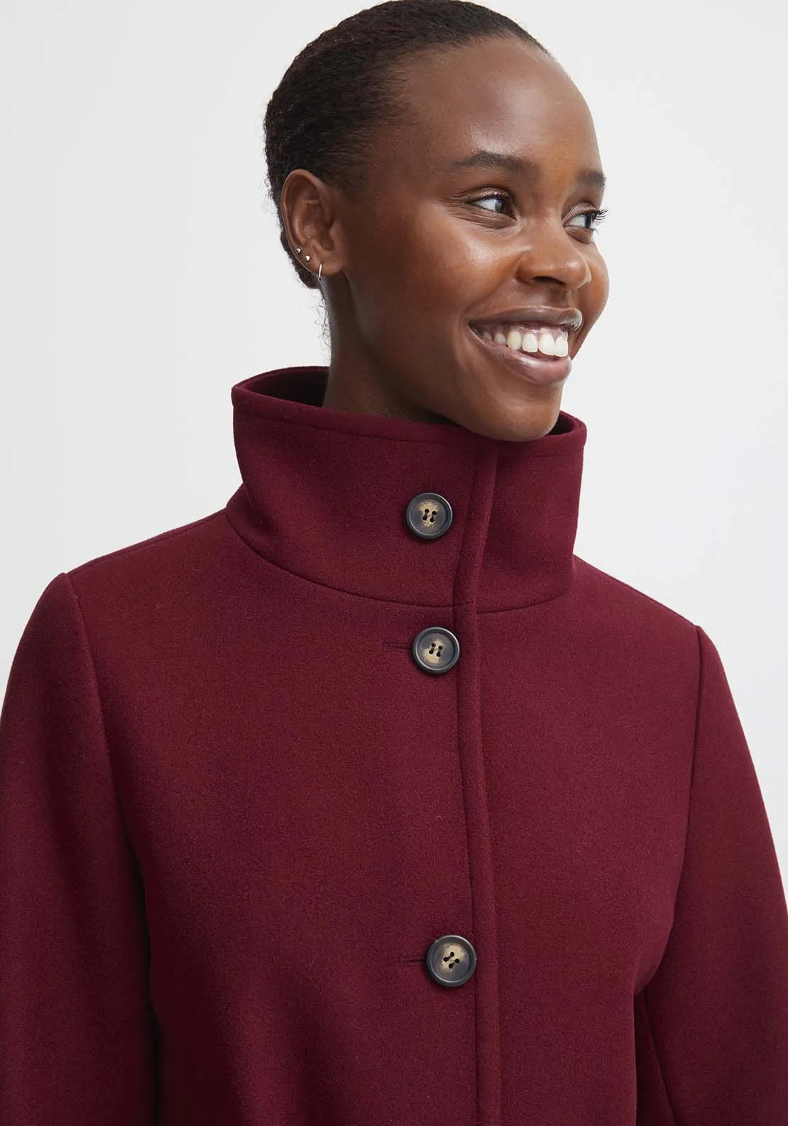 Cilia Long Sleeve Coat - Pomegranate