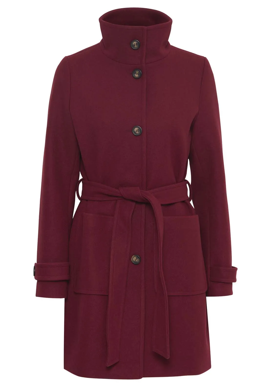 Cilia Long Sleeve Coat - Pomegranate