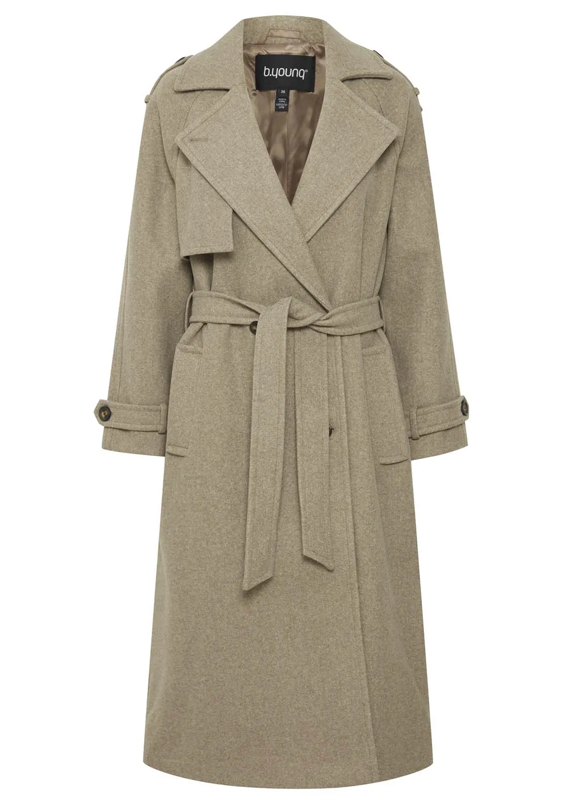 Cilia Long Sleeve Trench Coat - Sepia Tint Melange