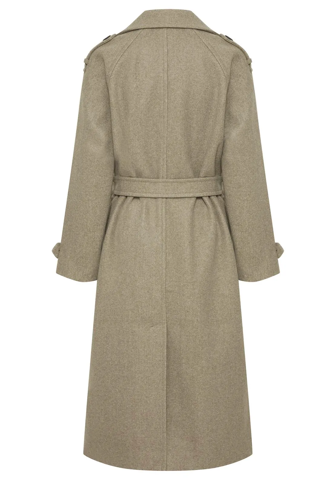 Cilia Long Sleeve Trench Coat - Sepia Tint Melange