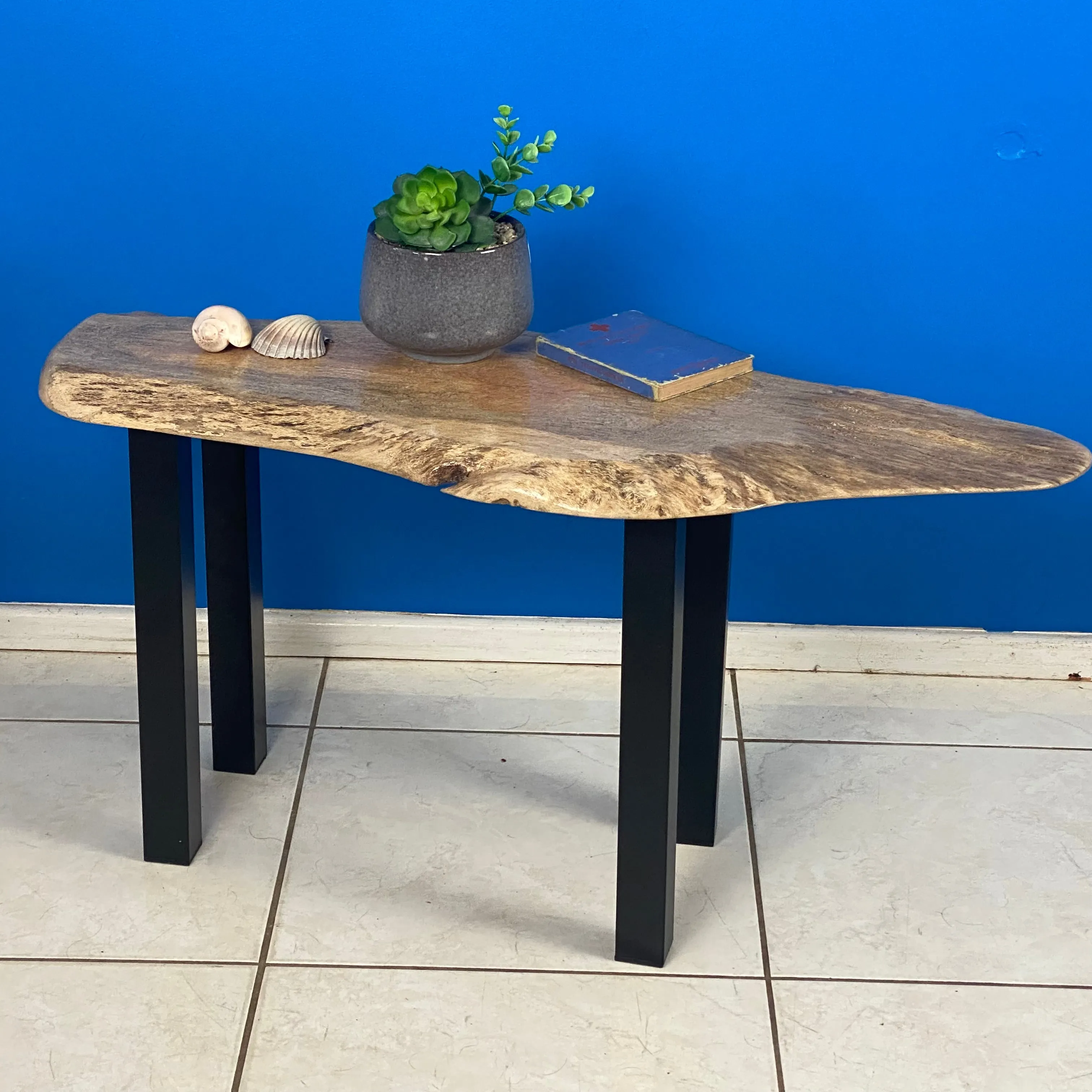 Coffee side table Silky Oak handmade with legs-Australian made.