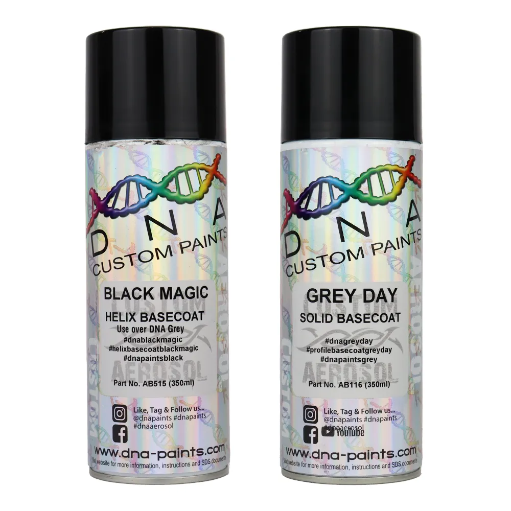 DNA PAINTS Helix Basecoat Spray Paint 350ml Aerosol Black Magic with Undercoat