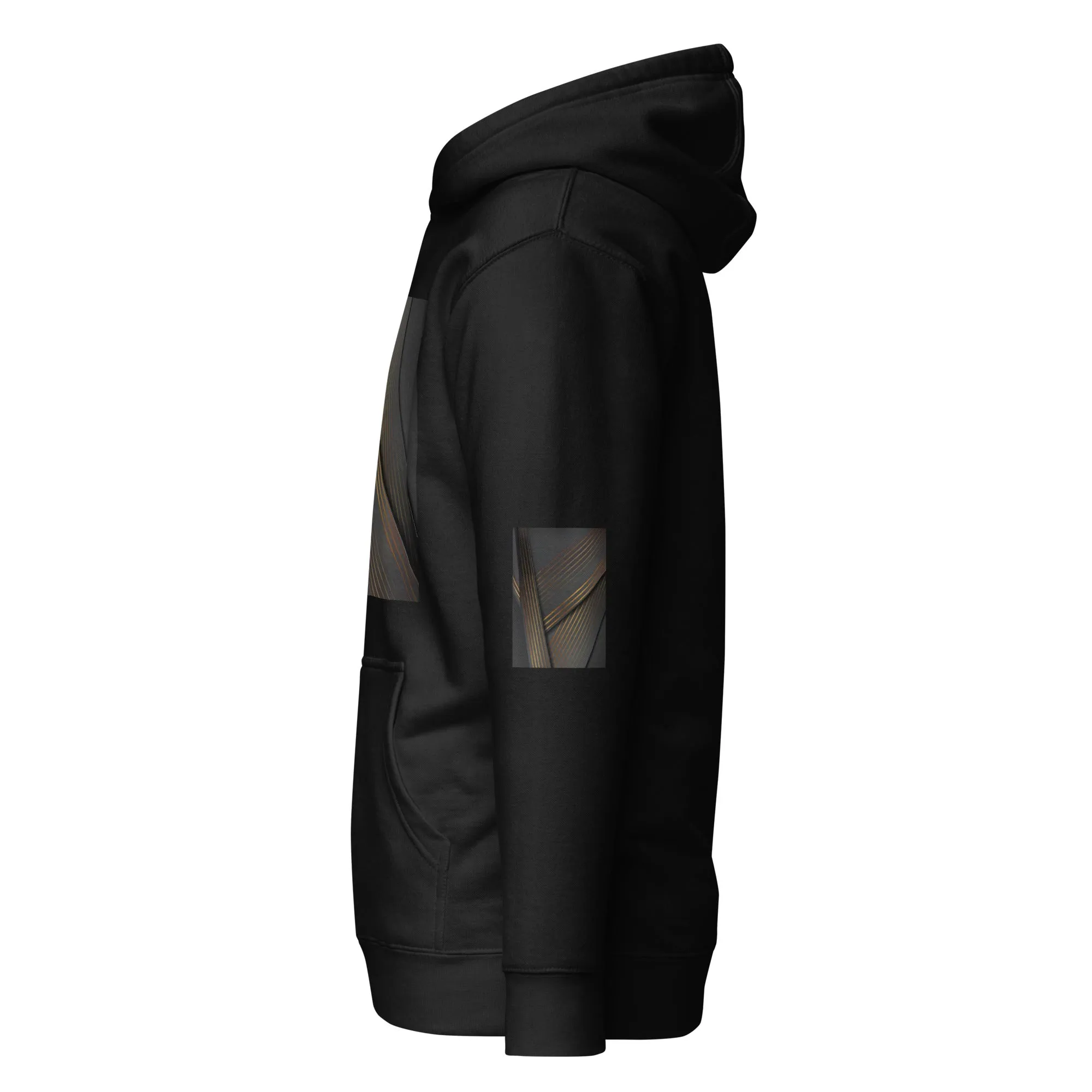 Elevate Your Style with Our Unisex Hoodie - Black & Gold Triangle Print