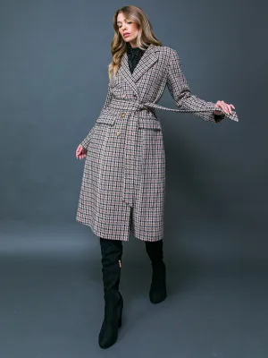 Flying Tomato Faux Fur Collar Houndstooth Coat - Brands We Love