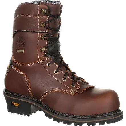 Georgia Men's 9" AMP LT Logger Composite Toe Waterproof Work Boot - Brown GB00236