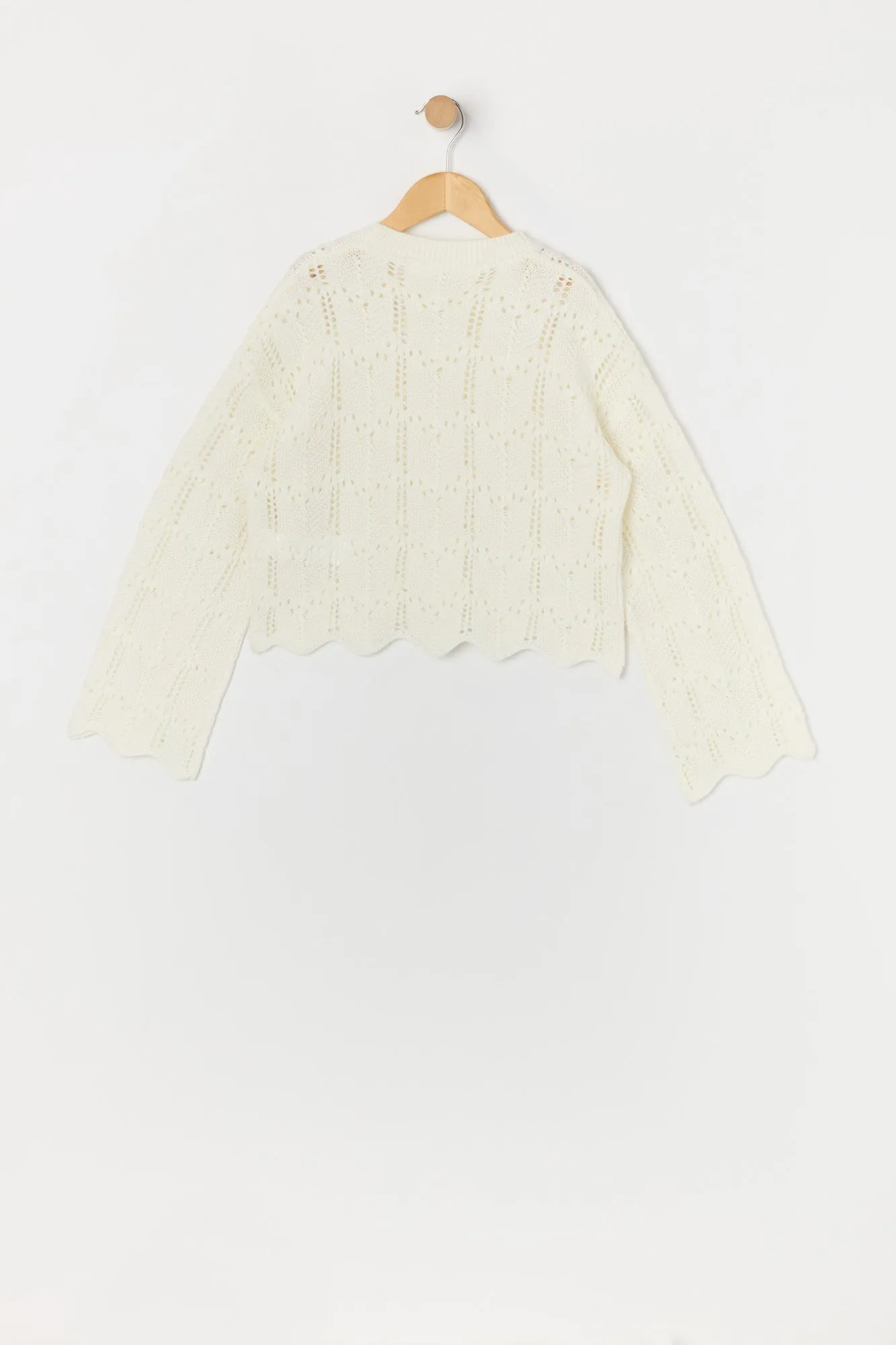 Girls Pointelle Knit Sweater