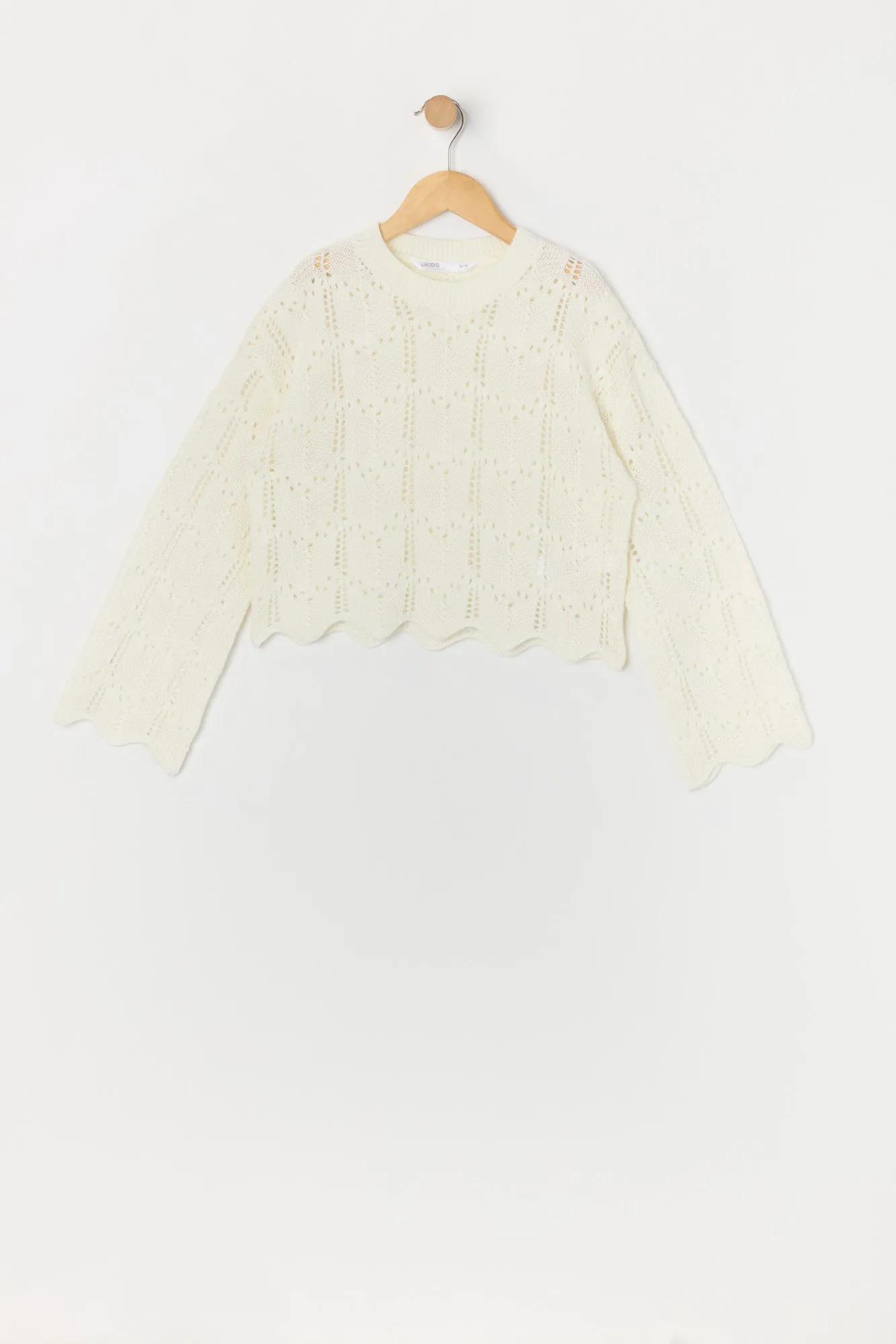 Girls Pointelle Knit Sweater