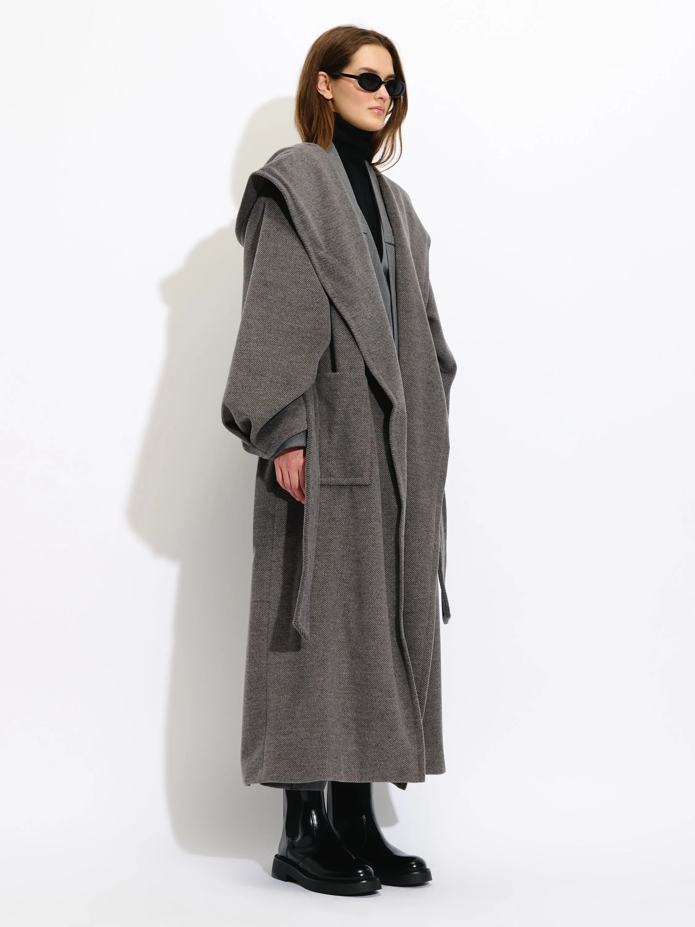 Herringbone Belted Coat