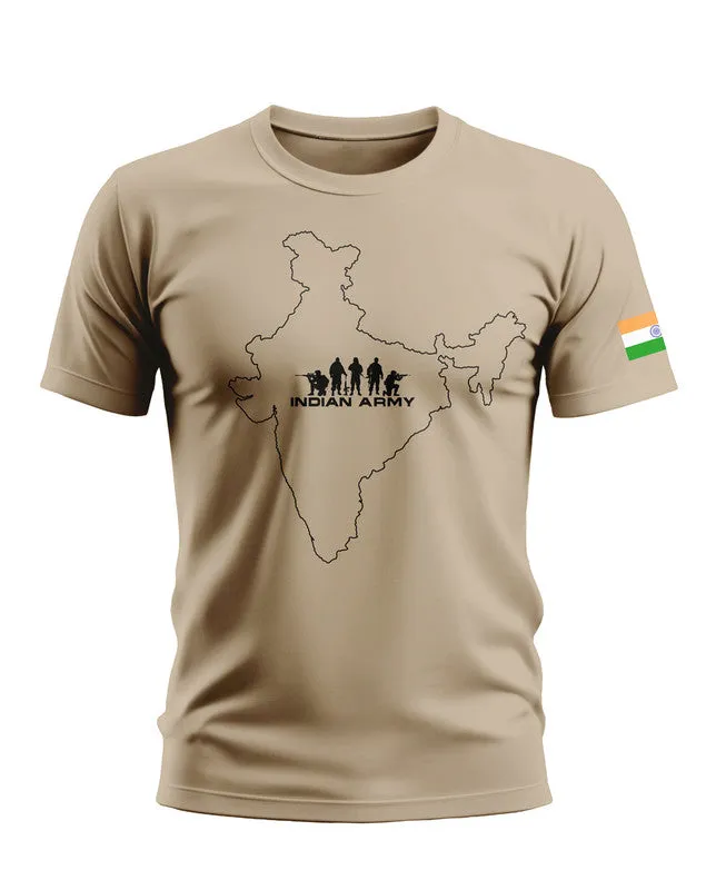 India Map Army Style Soft Cotton T-shirt