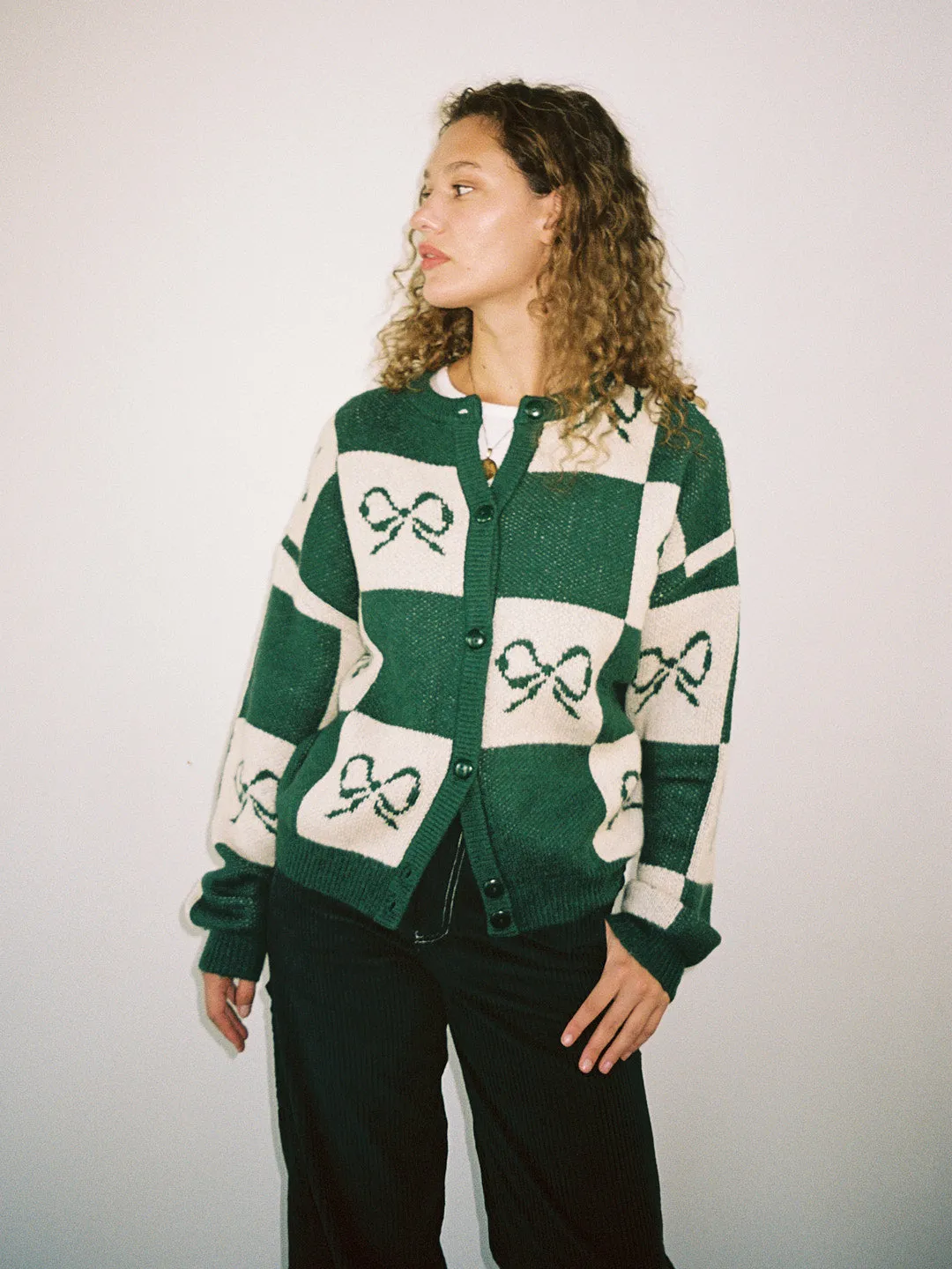 Lauda Cardi - Emerald Bow Check