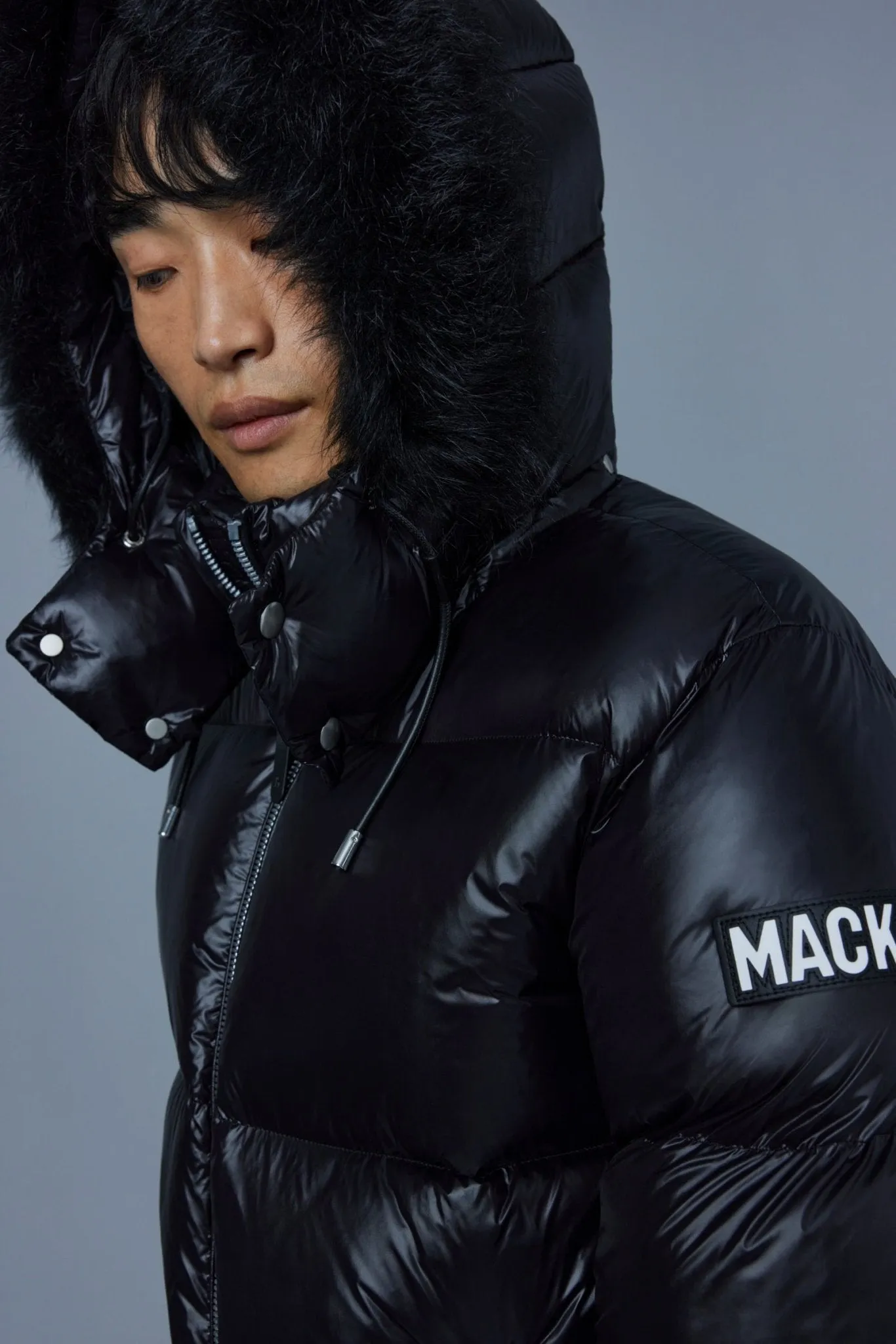 MACKAGE KENT-SH - Lustrous Light Down Jacket With Shearling