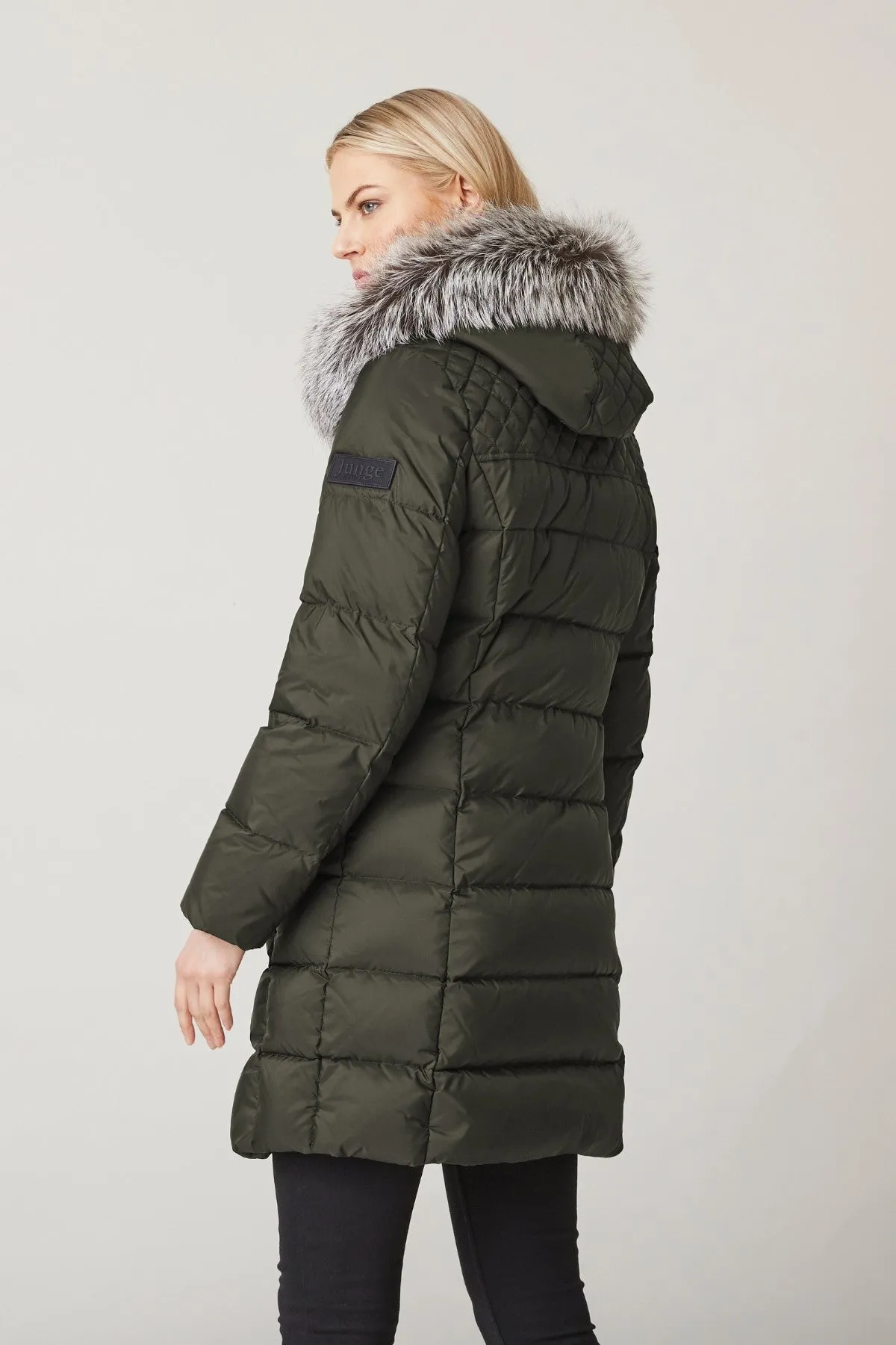 MADELEINE Down Coat with Silver Fox Fur Hood 2256