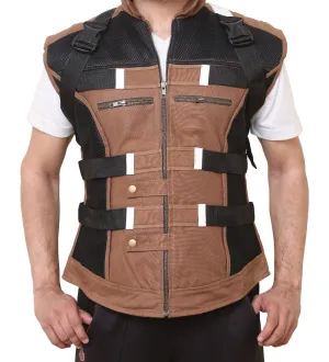 Men Brown Stylish Military Style Cotton Vest