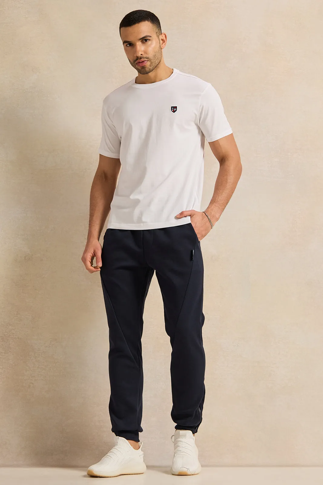 Men Navy Solid Track Pants