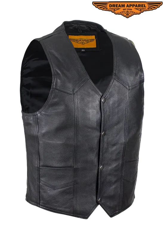 Mens Plain Cowhide Leather Vest