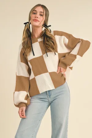 Mocha Check Sweater