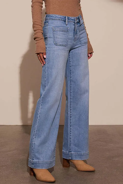 Moxidress Chic Straight Wide Leg Denim Pants