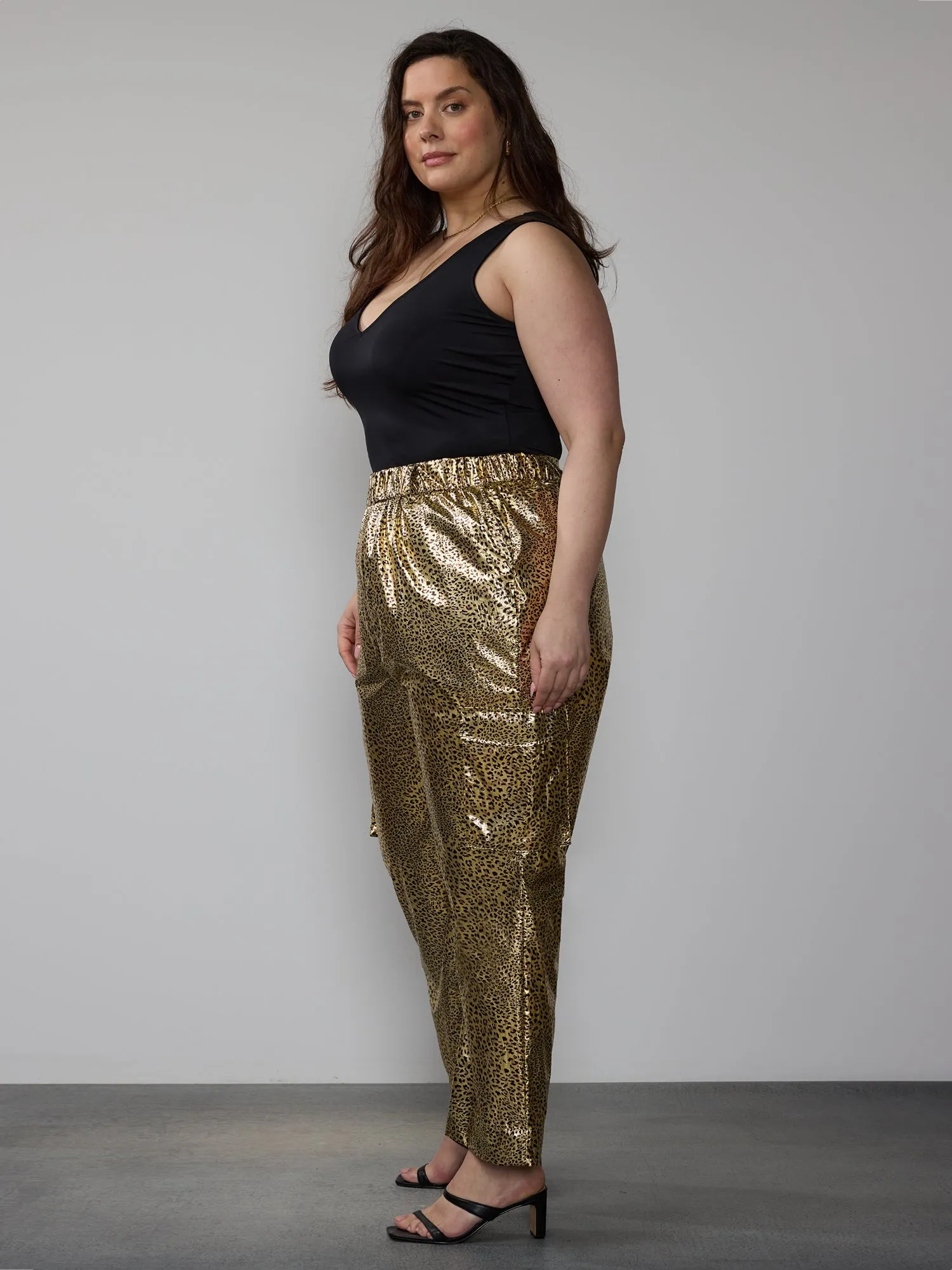 Plus Foil Leopard Cargo Pant