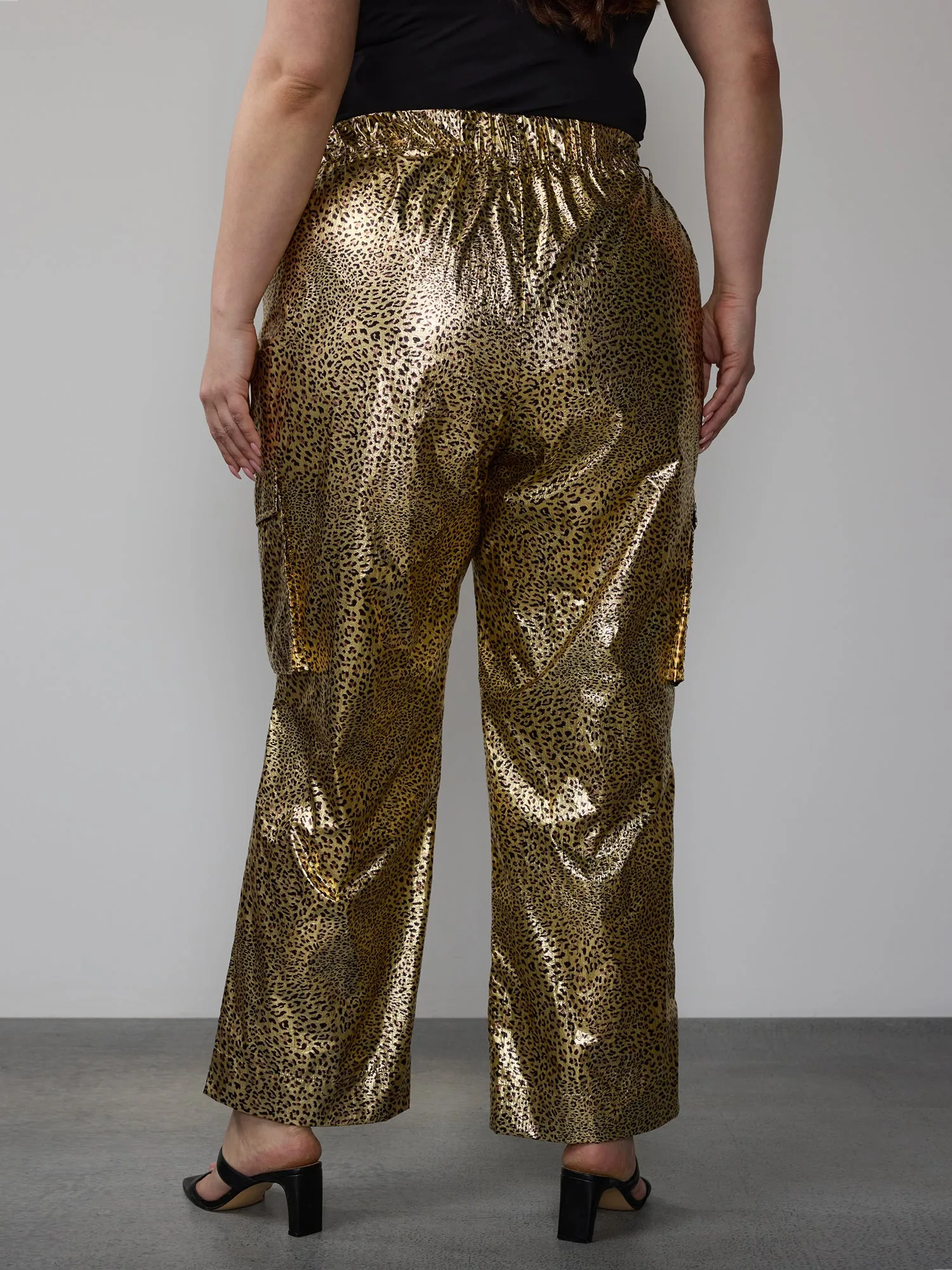 Plus Foil Leopard Cargo Pant