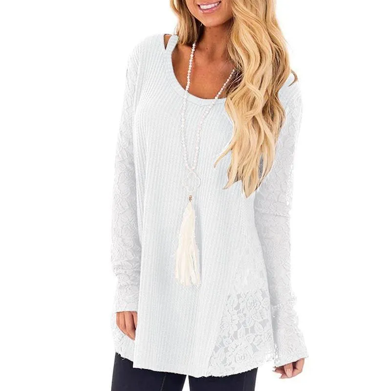 PULLOVER SWEATER WITH LACE SIDE INSERTS