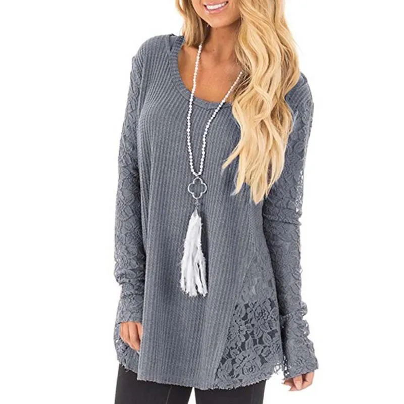 PULLOVER SWEATER WITH LACE SIDE INSERTS