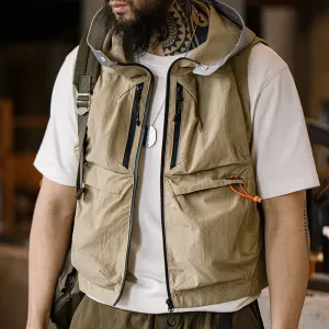 Quick Dry Men's Vest with Multi-pocket Hooded Design