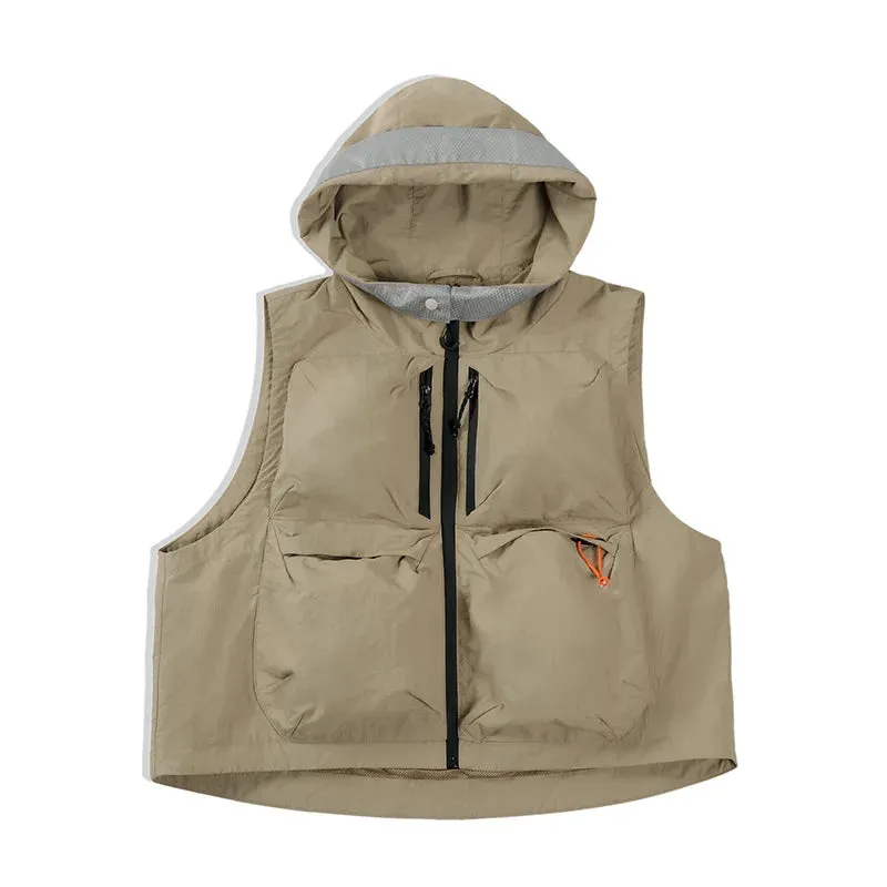 Quick Dry Men's Vest with Multi-pocket Hooded Design